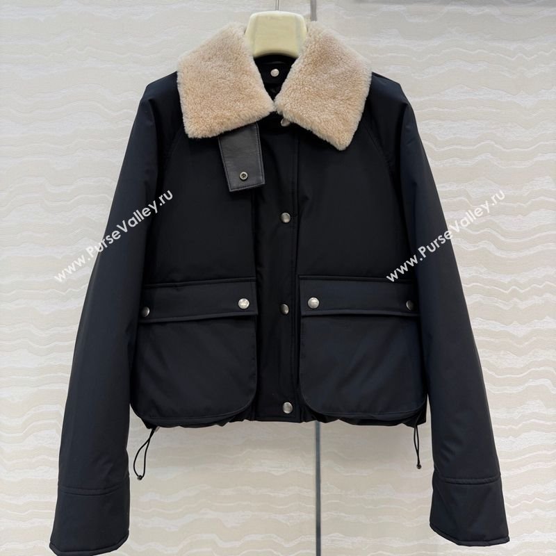 Loewe Down Jacket with Wool Neck Black 2025 LW122701 (QI-251227009)