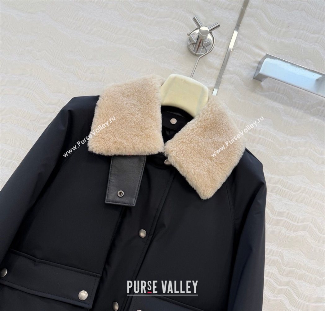 Loewe Down Jacket with Wool Neck Black 2025 LW122701 (QI-251227009)