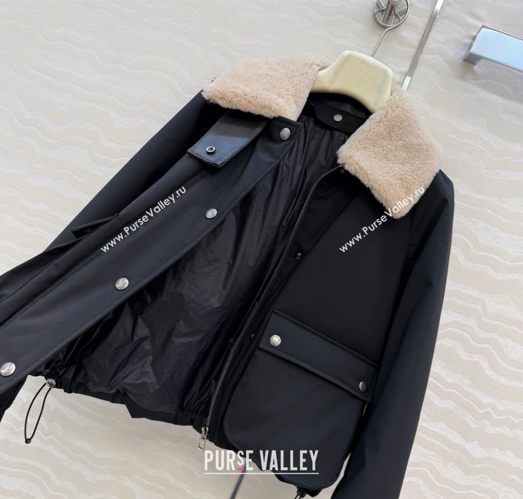 Loewe Down Jacket with Wool Neck Black 2025 LW122701 (QI-251227009)