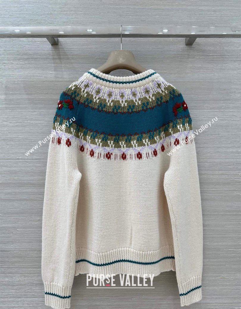 Chanel Cashmere Cardigan with Embroidery White Green 2026 CH011303 (QI-260113059)