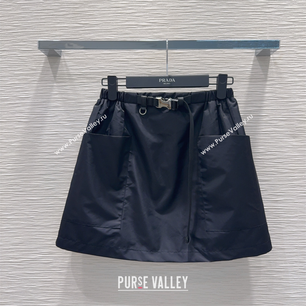 Prada Nylon Mini Skirt Black 2026 PR011301 (QI-260113042)