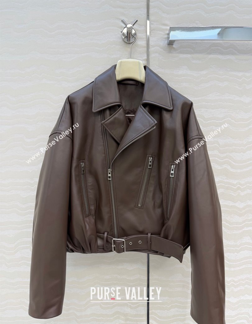 Loewe Sheepskin Leather Down Jacket Brown 2026 LW011304 (QI-260113063)