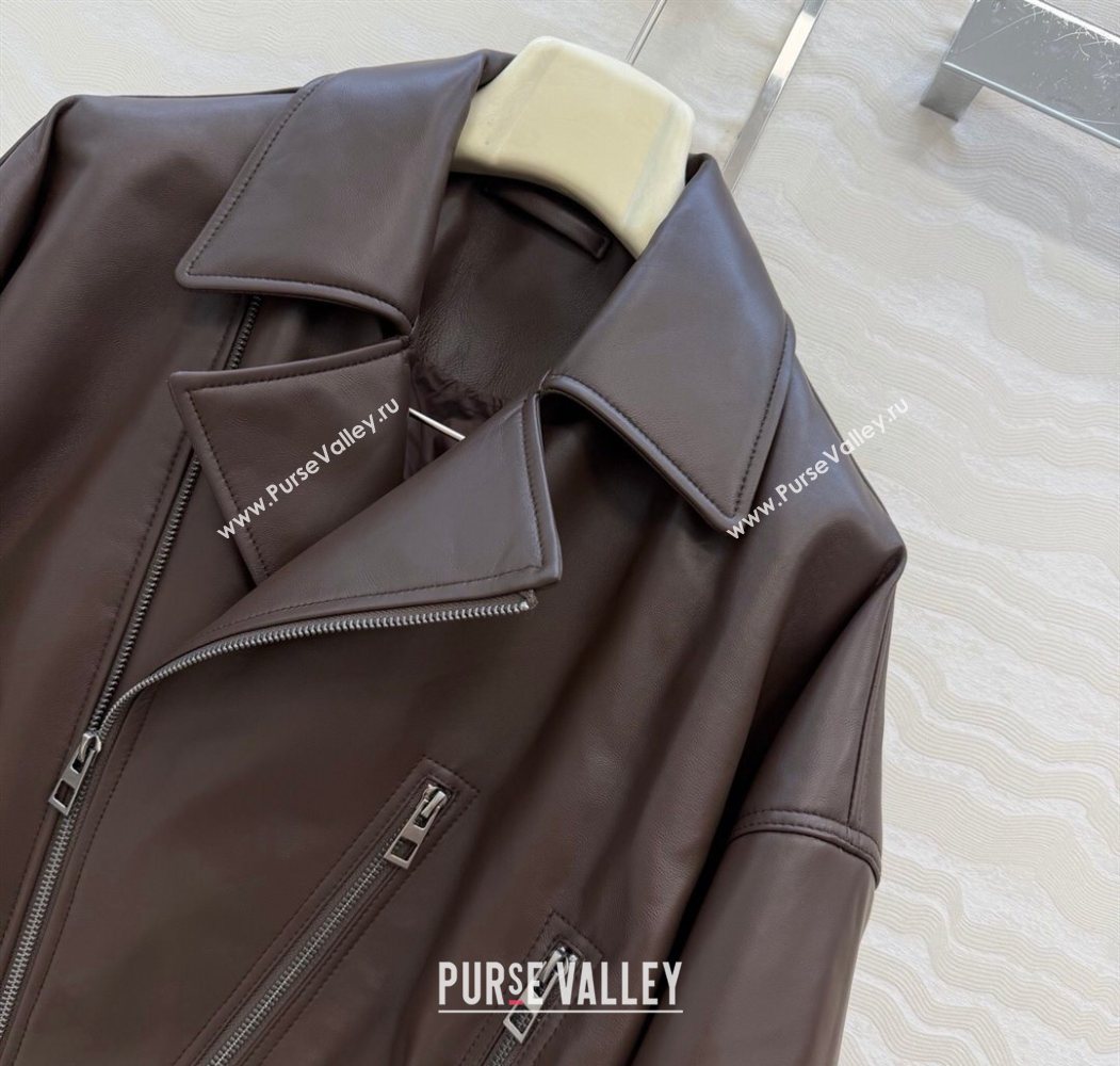 Loewe Sheepskin Leather Down Jacket Brown 2026 LW011304 (QI-260113063)