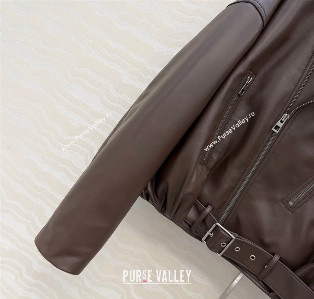 Loewe Sheepskin Leather Down Jacket Brown 2026 LW011304 (QI-260113063)