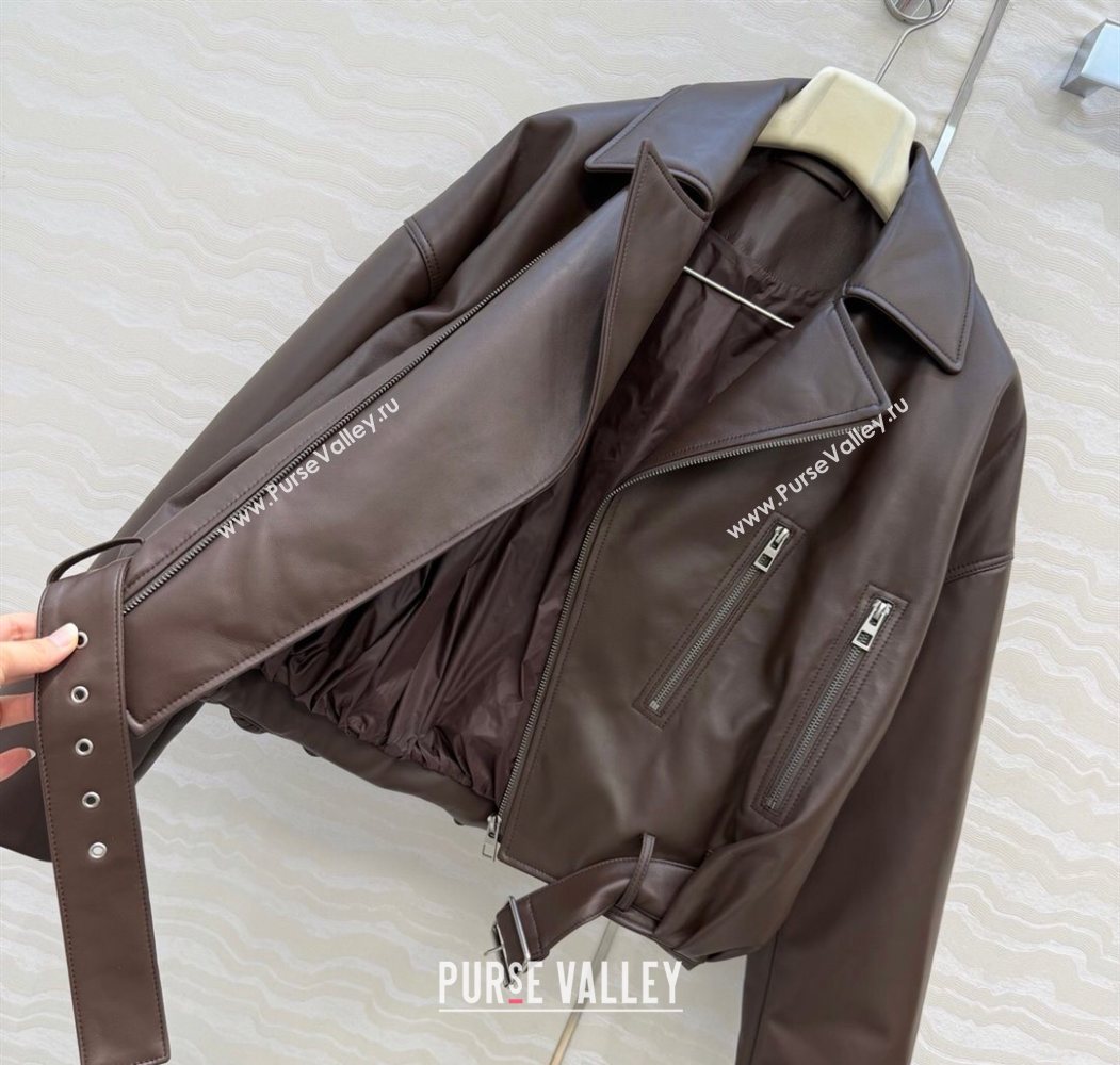 Loewe Sheepskin Leather Down Jacket Brown 2026 LW011304 (QI-260113063)