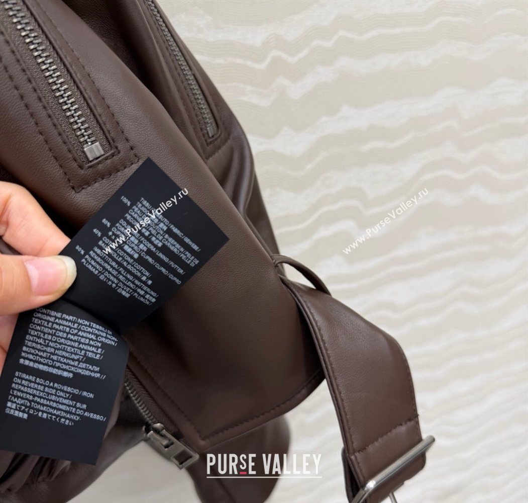 Loewe Sheepskin Leather Down Jacket Brown 2026 LW011304 (QI-260113063)