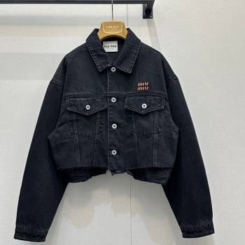 Miu Miu Denim Jacket Black 2026 MM020602 (QI-260206001)