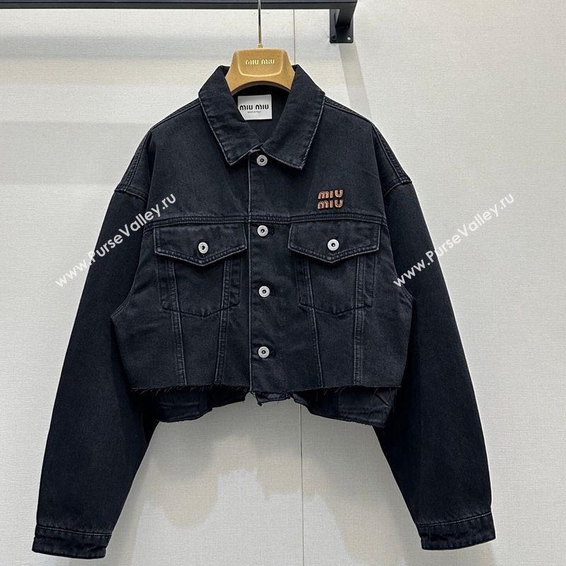 Miu Miu Denim Jacket Black 2026 MM020602 (QI-260206001)