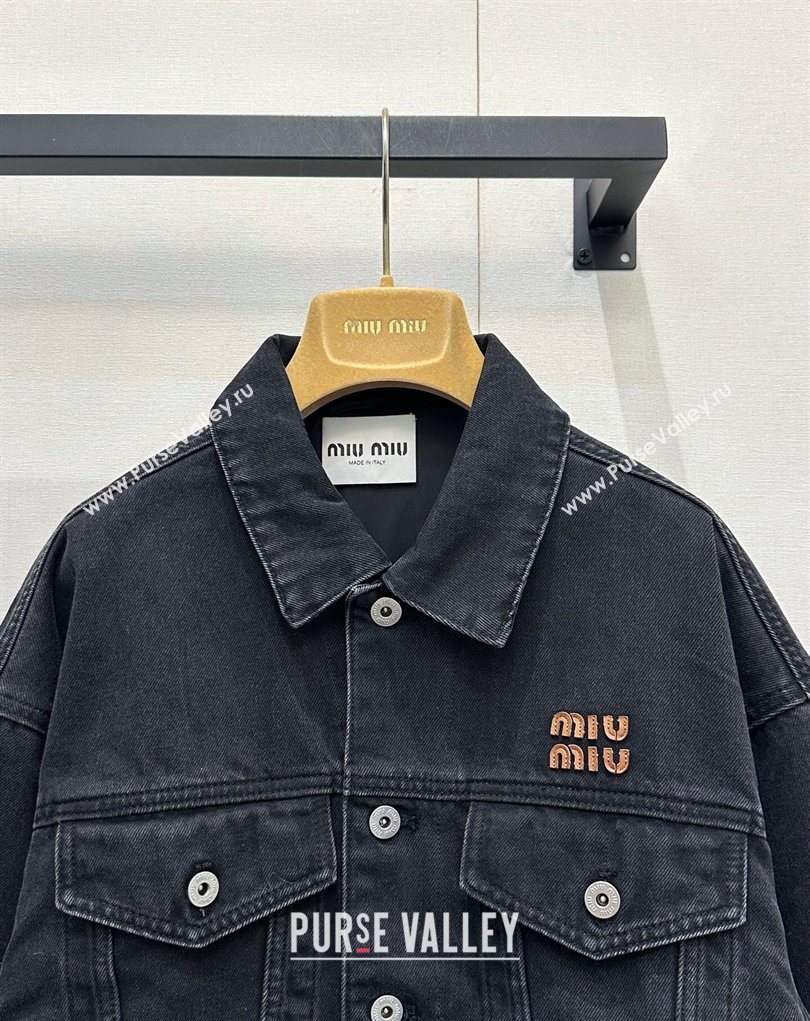 Miu Miu Denim Jacket Black 2026 MM020602 (QI-260206001)