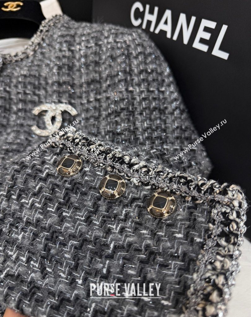 Chanel Tweed Cardigan Grey 2026 CH020602 (QI-260206027)