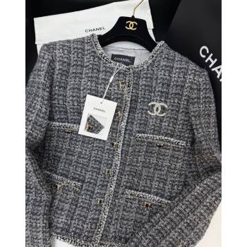 Chanel Tweed Cardigan Grey 2026 CH020602 (QI-260206027)