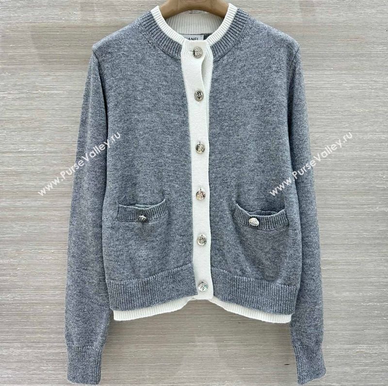 Chanel Cashmere Cardigan Grey 2026 CH020601 (QI-260206026)
