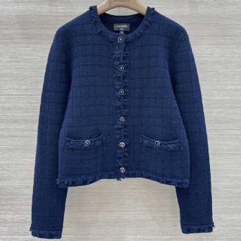 Chanel Cashmere Cardigan Navy Blue 2026 CH020650 (QI-260206050)