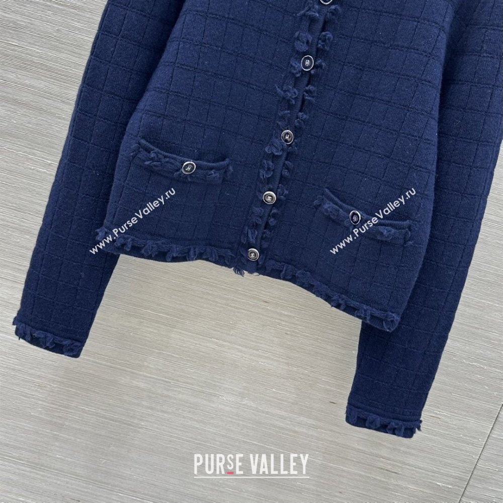 Chanel Cashmere Cardigan Navy Blue 2026 CH020650 (QI-260206050)