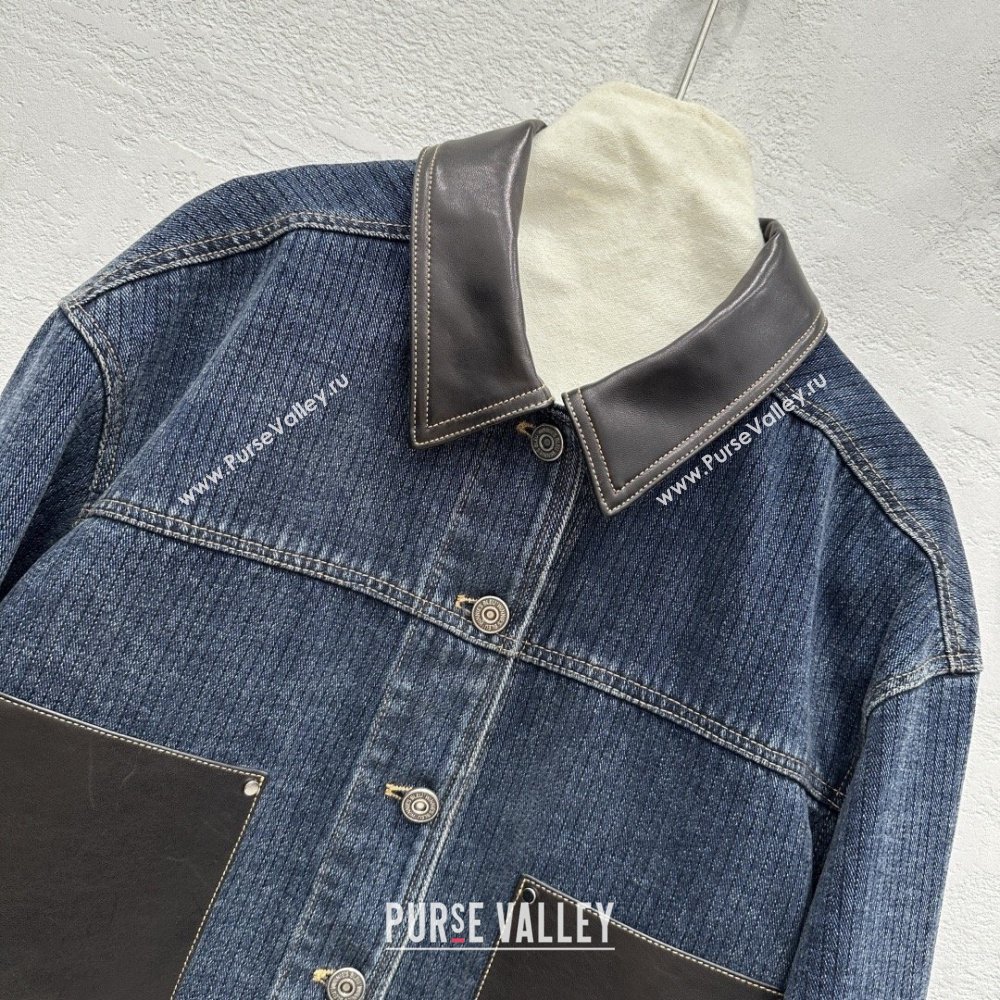 Prada Denim and Lambskin Leather Jacket Blue 2026 PR020681 (QI-260206081)