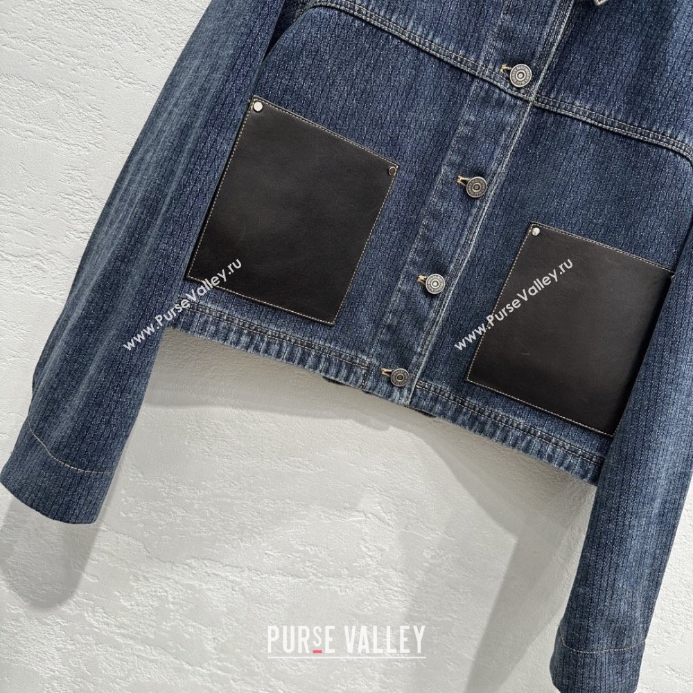 Prada Denim and Lambskin Leather Jacket Blue 2026 PR020681 (QI-260206081)