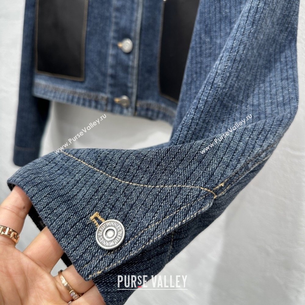 Prada Denim and Lambskin Leather Jacket Blue 2026 PR020681 (QI-260206081)