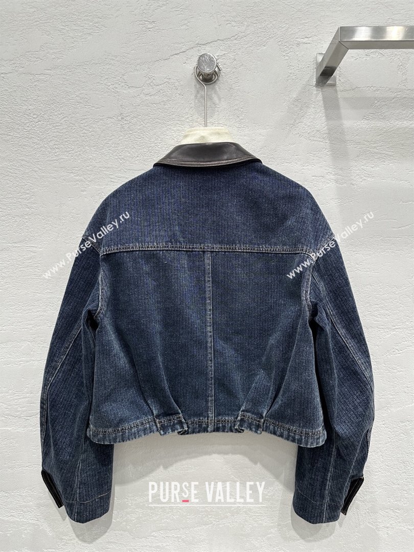 Prada Denim and Lambskin Leather Jacket Blue 2026 PR020681 (QI-260206081)