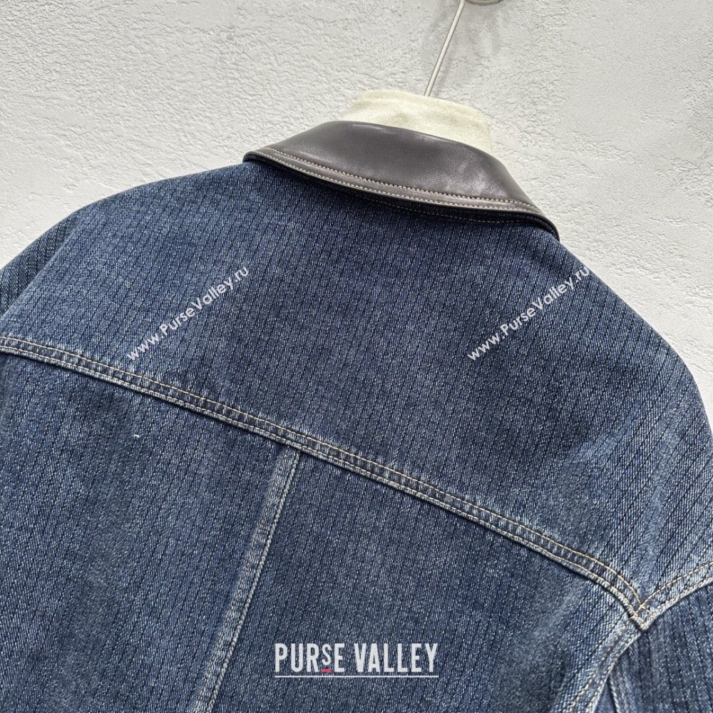Prada Denim and Lambskin Leather Jacket Blue 2026 PR020681 (QI-260206081)