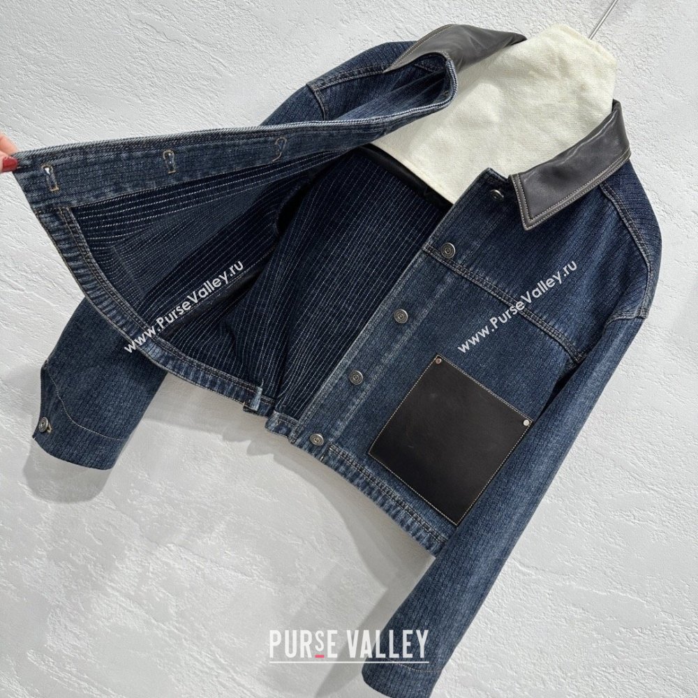 Prada Denim and Lambskin Leather Jacket Blue 2026 PR020681 (QI-260206081)