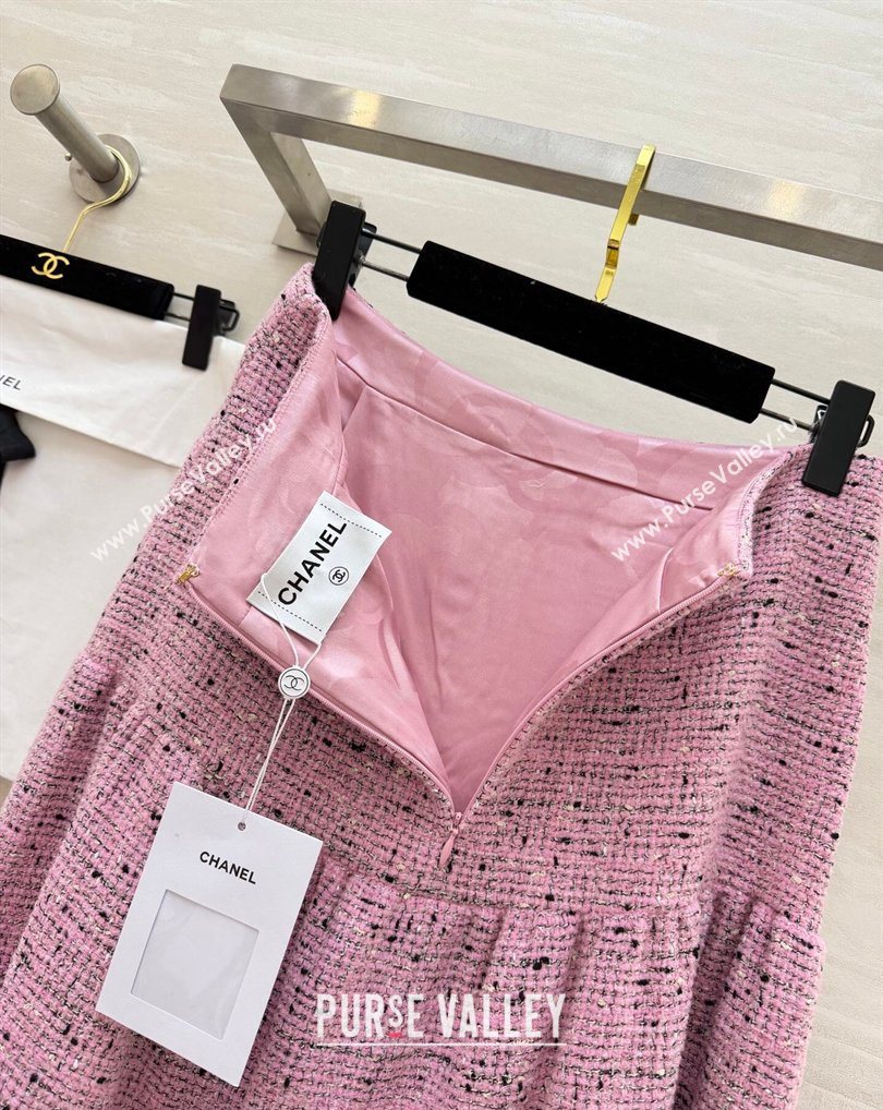 Chanel Tweed Skirt Pink 2026 CH031101 (QI-260311002)