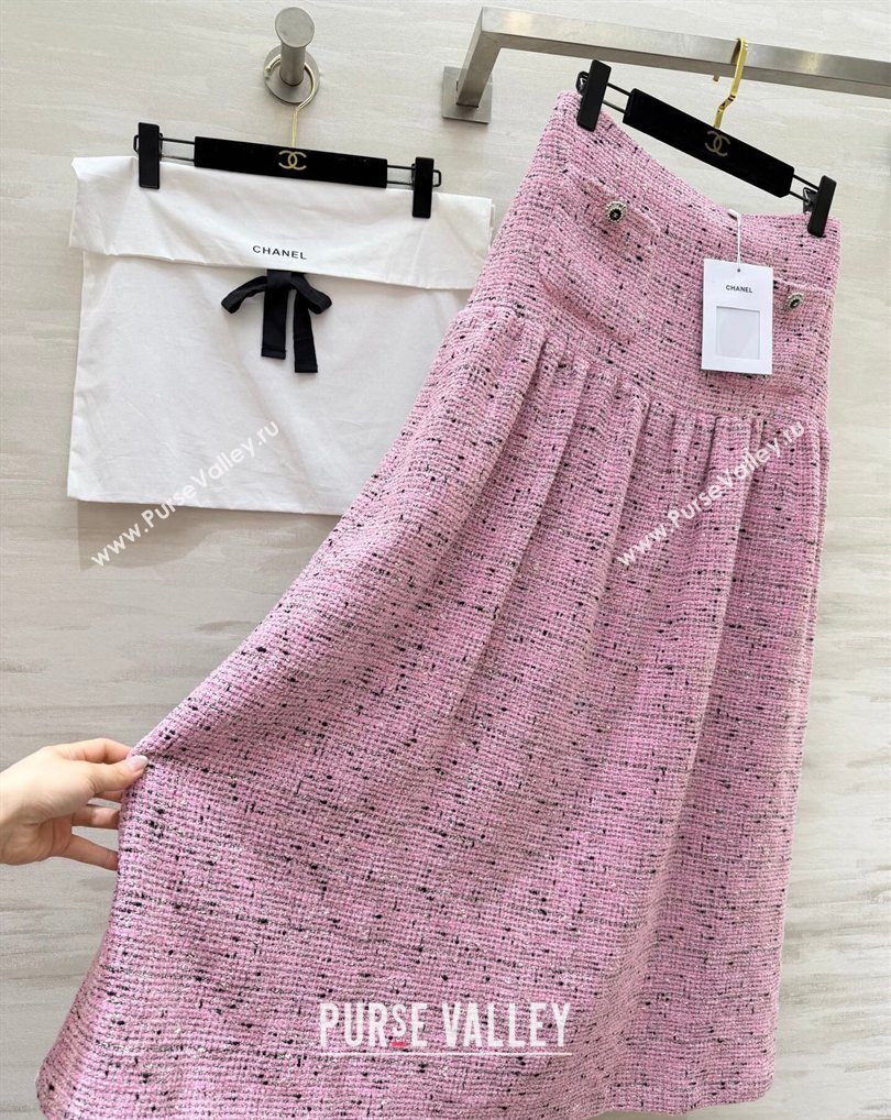 Chanel Tweed Skirt Pink 2026 CH031101 (QI-260311002)