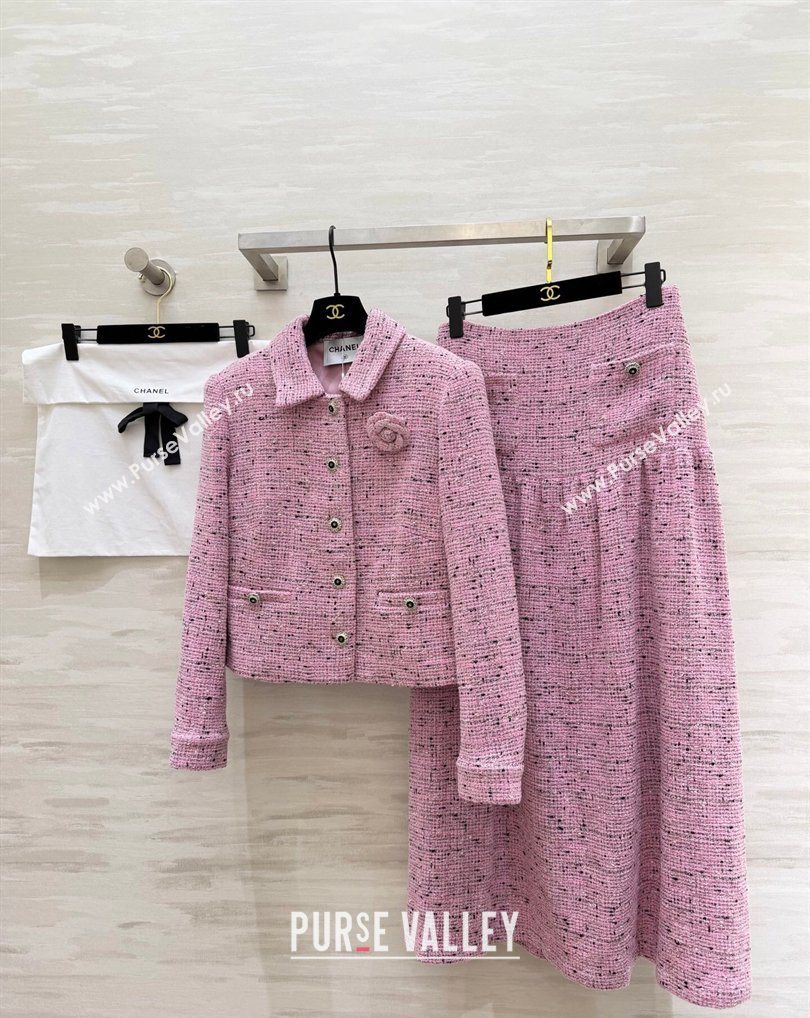 Chanel Tweed Skirt Pink 2026 CH031101 (QI-260311002)