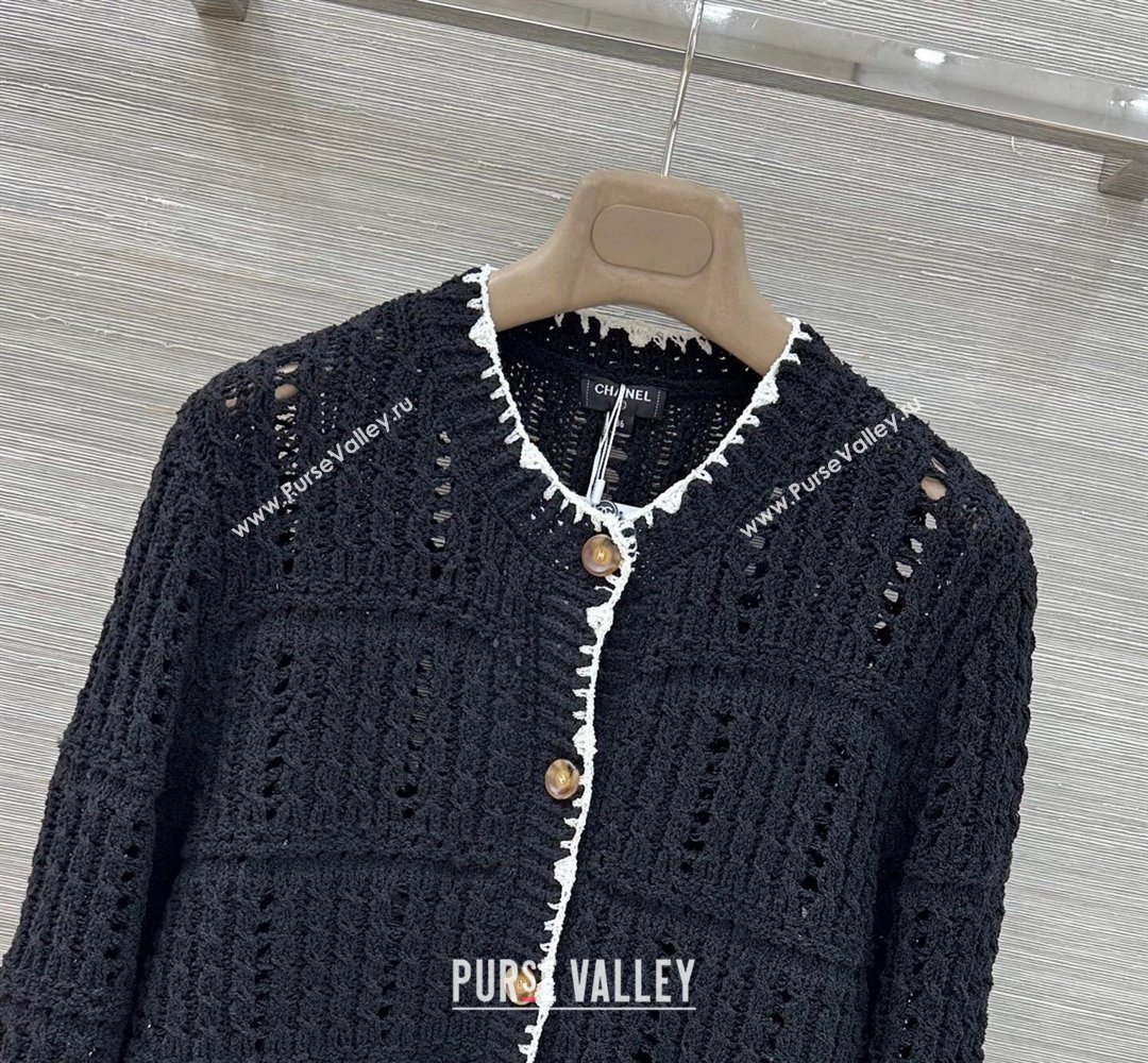 Chanel Cotton Knit Cardigan Black 2026 CH031104 (QI-260311043)