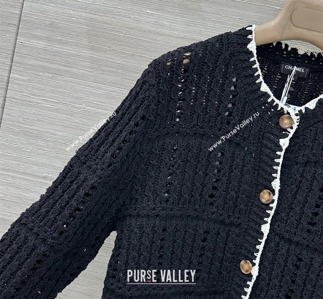 Chanel Cotton Knit Cardigan Black 2026 CH031104 (QI-260311043)