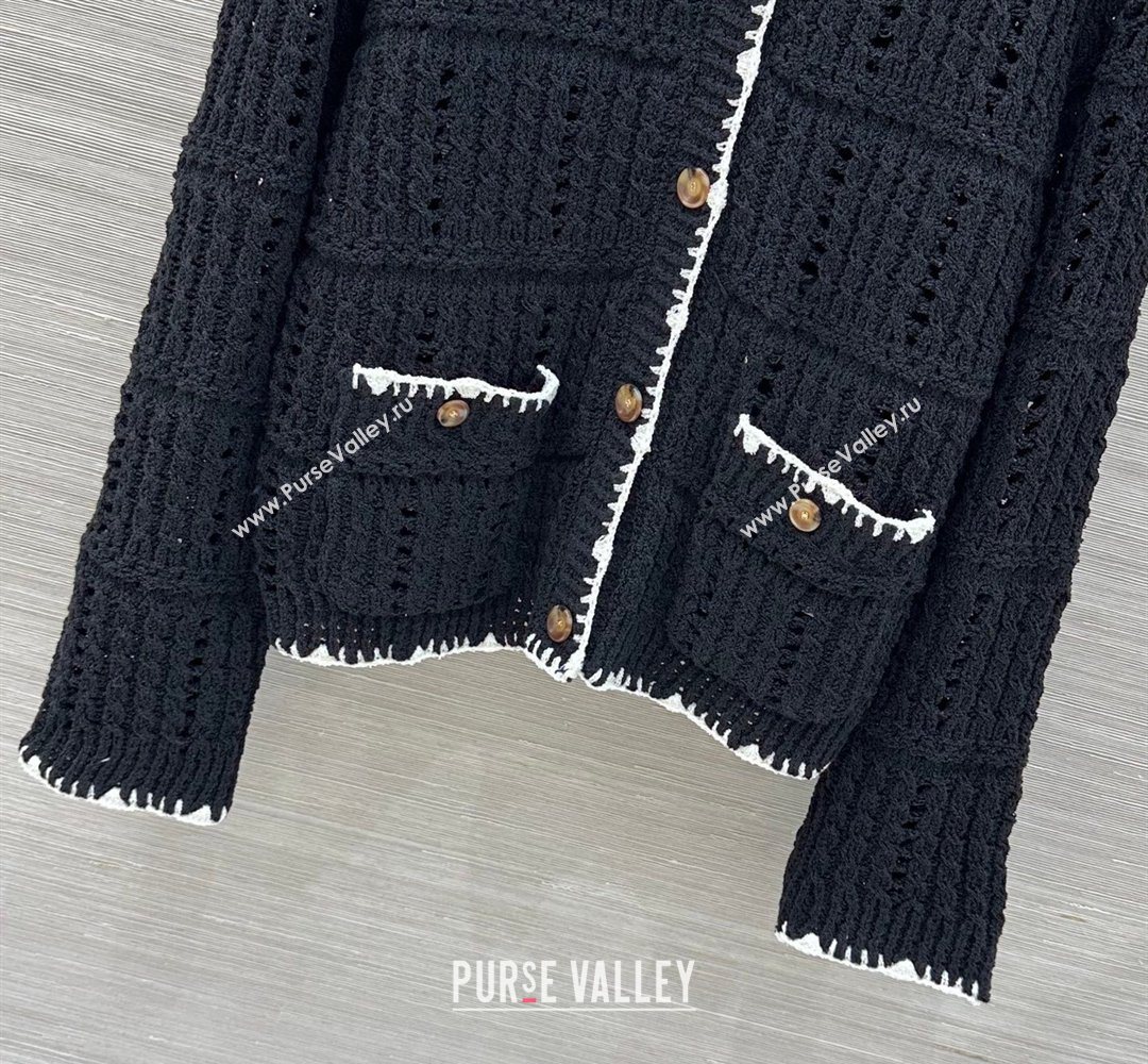 Chanel Cotton Knit Cardigan Black 2026 CH031104 (QI-260311043)