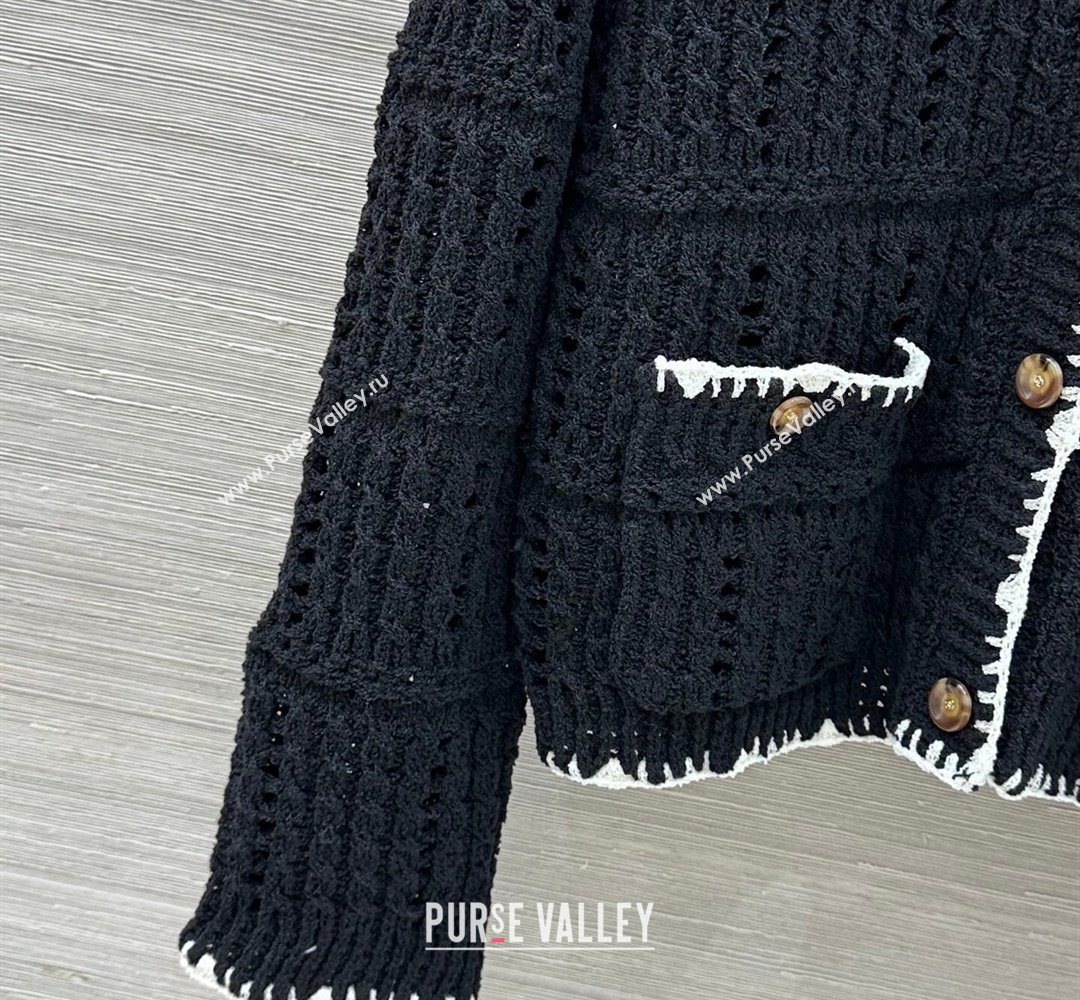 Chanel Cotton Knit Cardigan Black 2026 CH031104 (QI-260311043)