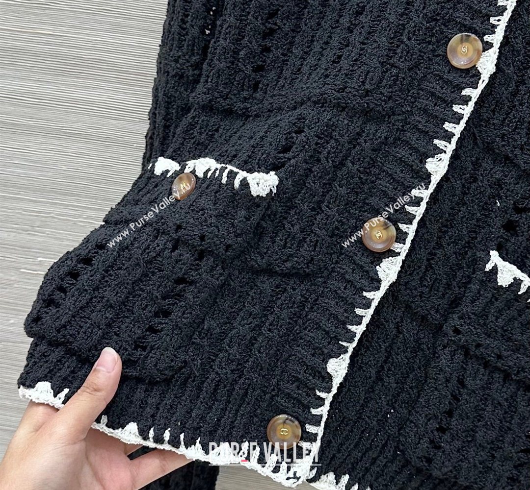 Chanel Cotton Knit Cardigan Black 2026 CH031104 (QI-260311043)
