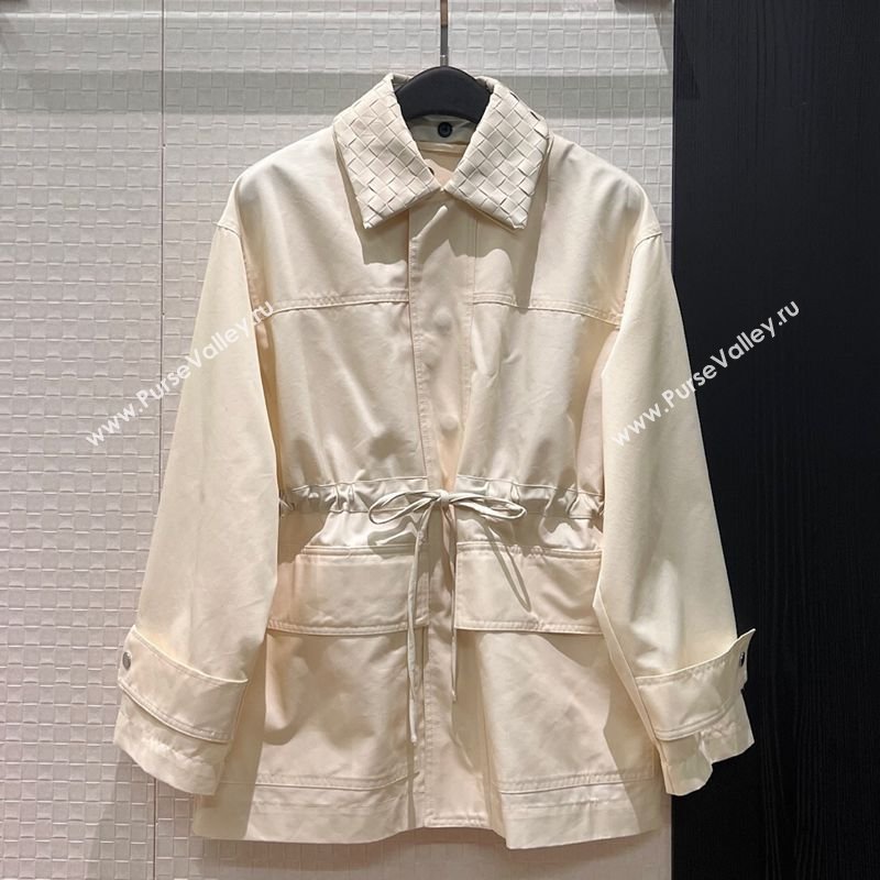 Bottega Veneta Leather Neck Jacket White 2026 BV031105 (QI-260311005)