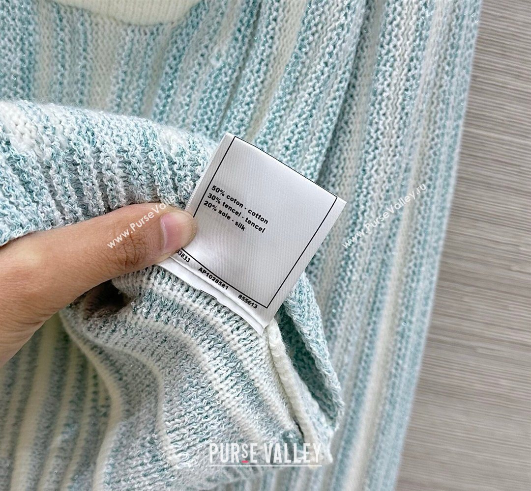 Chanel Knit Cardigan with Chain Blue/White 2026 CH031108 (QI-260311049)