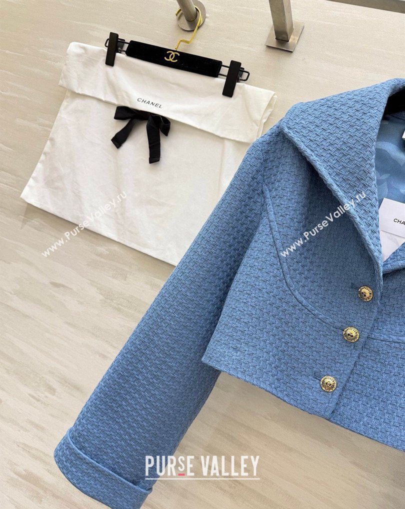 Chanel Tweed Short Jacket Light Blue 2026 CH031108 (QI-260311055)