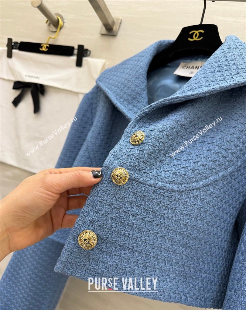 Chanel Tweed Short Jacket Light Blue 2026 CH031108 (QI-260311055)