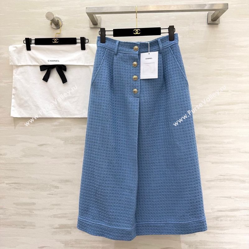 Chanel Tweed Skirt Light Blue 2026 CH031108 (QI-260311056)