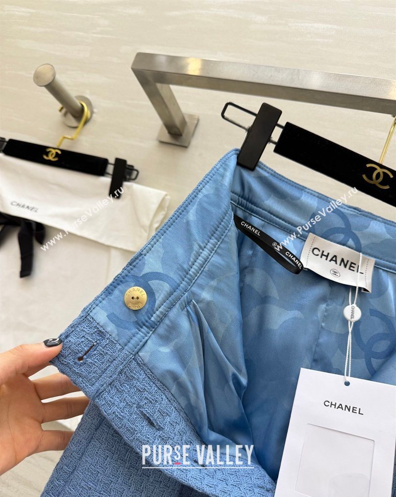 Chanel Tweed Skirt Light Blue 2026 CH031108 (QI-260311056)