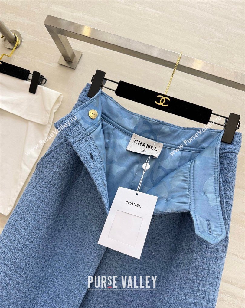 Chanel Tweed Skirt Light Blue 2026 CH031108 (QI-260311056)