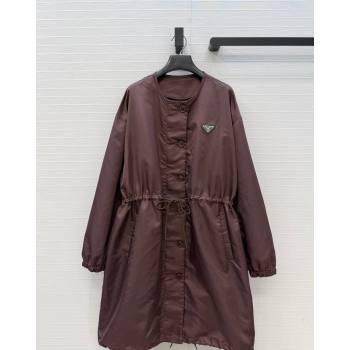 Prada Nylon Coat Dark Brown 2026 PR031102 (QI-260311059)