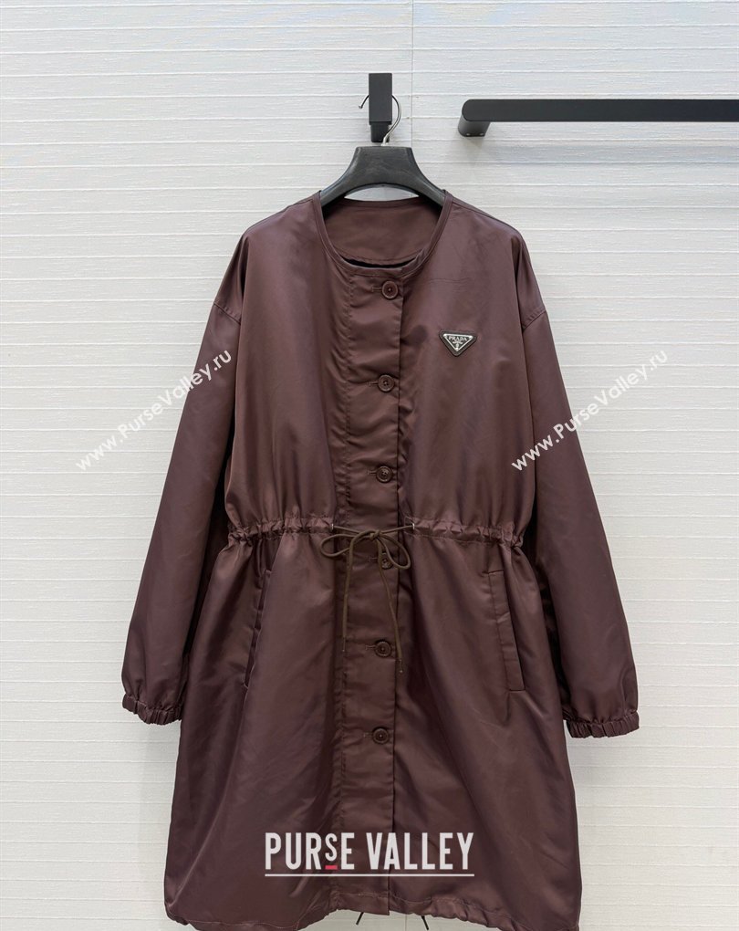 Prada Nylon Coat Dark Brown 2026 PR031102 (QI-260311059)