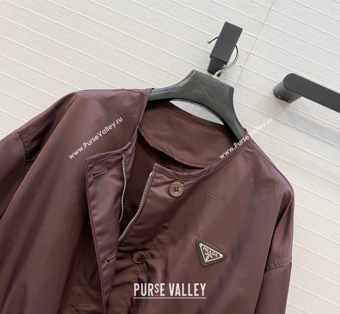Prada Nylon Coat Dark Brown 2026 PR031102 (QI-260311059)