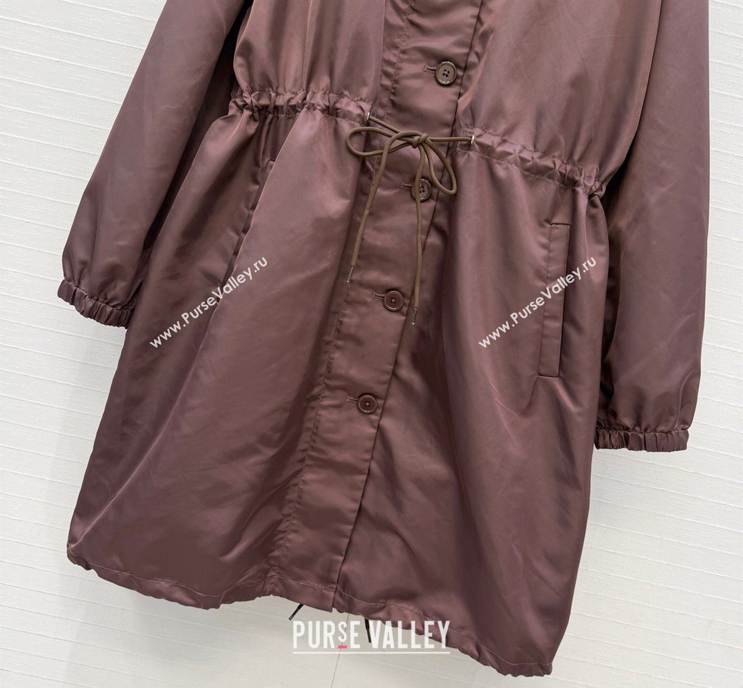Prada Nylon Coat Dark Brown 2026 PR031102 (QI-260311059)