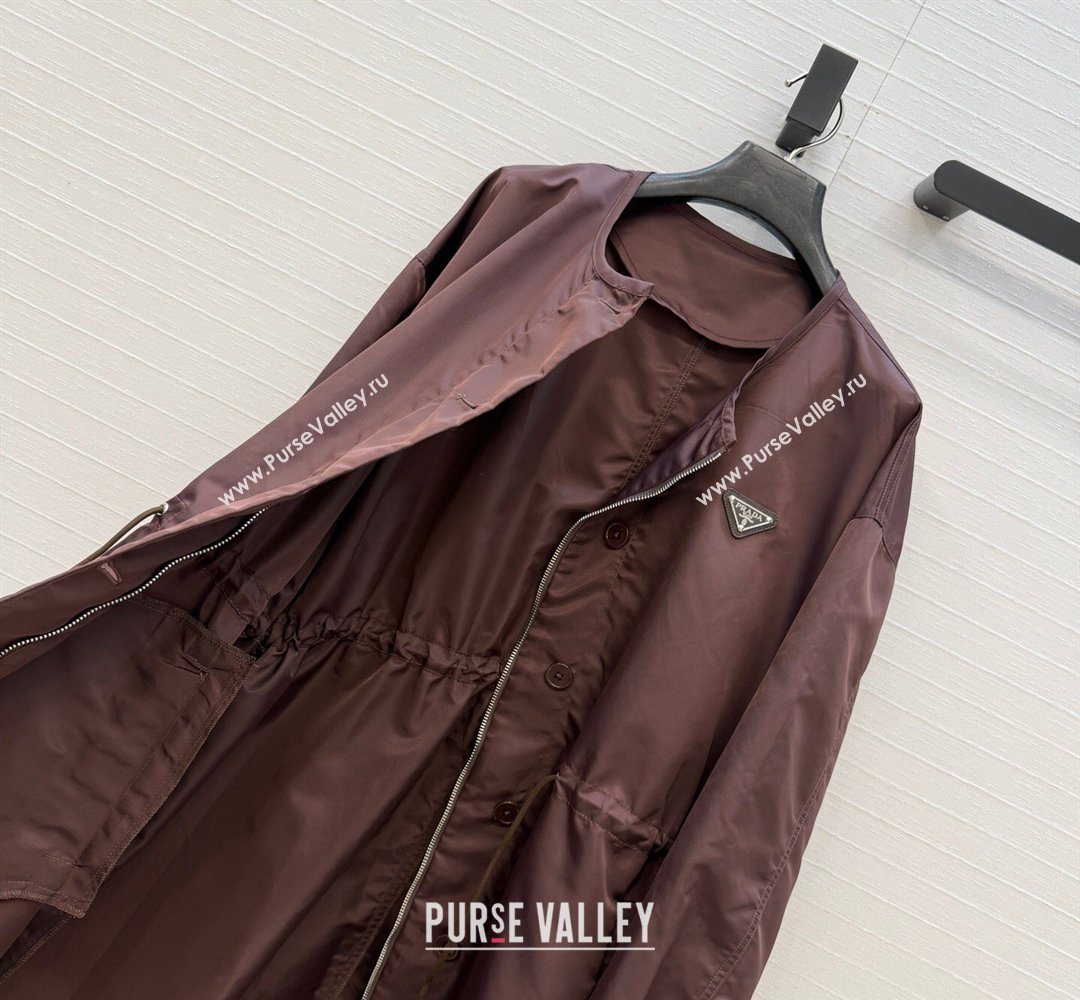Prada Nylon Coat Dark Brown 2026 PR031102 (QI-260311059)