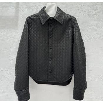 Bottega Veneta Woven Lambskin Leather Jacket Black 2026 BV031101 (QI-260311062)