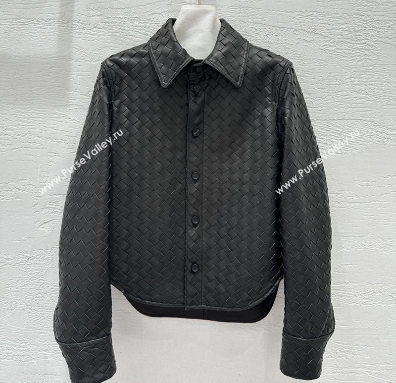 Bottega Veneta Woven Lambskin Leather Jacket Black 2026 BV031101 (QI-260311062)