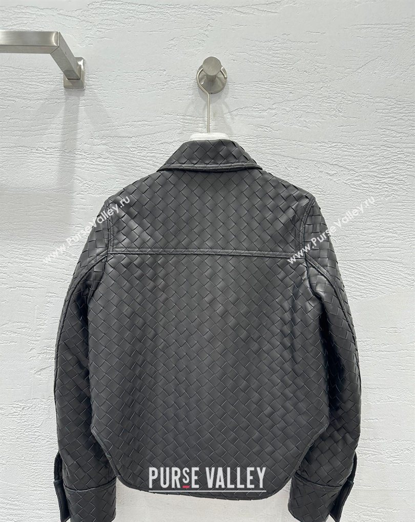 Bottega Veneta Woven Lambskin Leather Jacket Black 2026 BV031101 (QI-260311062)
