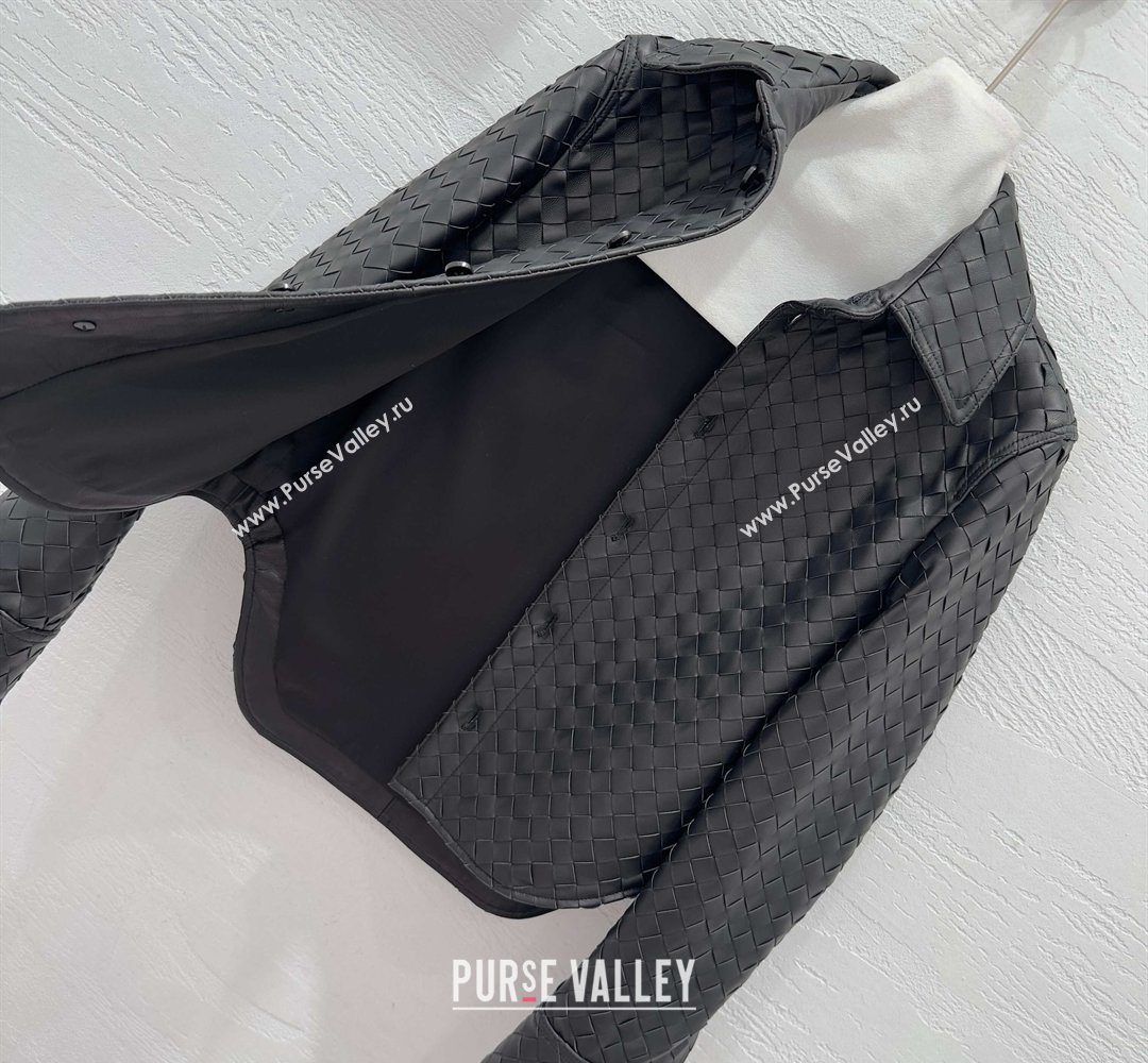 Bottega Veneta Woven Lambskin Leather Jacket Black 2026 BV031101 (QI-260311062)