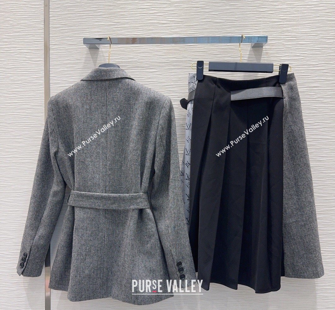 Louis Vuitton Skirt and Jacket Set Grey/Blue 2026 LV031101 (QI-260311078)