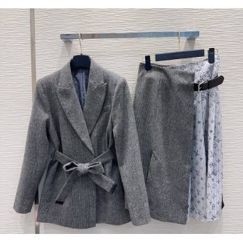 Louis Vuitton Skirt and Jacket Set Grey/Blue 2026 LV031101 (QI-260311078)